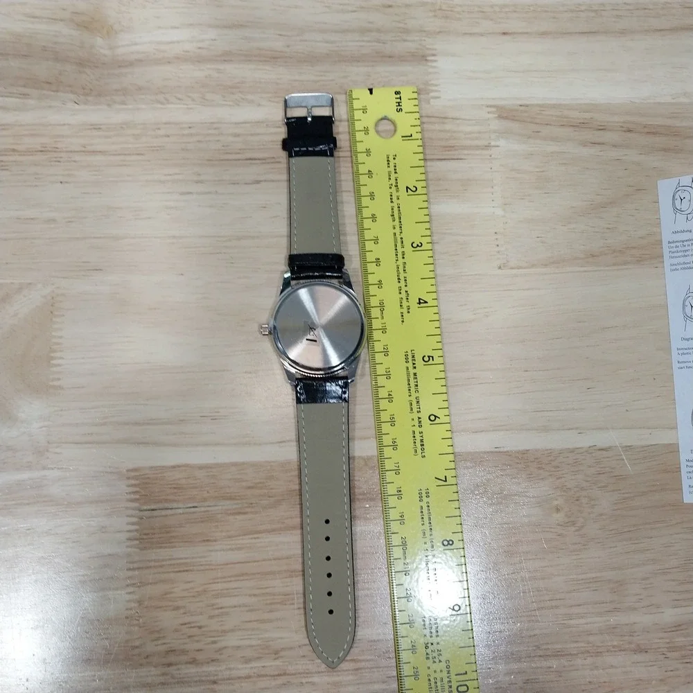 Eiger Pilot Edition Watch Mens Hand Crafted Faux Leather Strap OS Black Silver